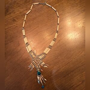 Peruvian Bamboo & Malachite Statement Necklace